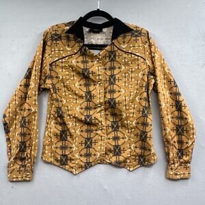 VTG Roper Western Shirt M Aztec Cowgirl Rodeo Ranch Rockabilly 90s Brown Cropped